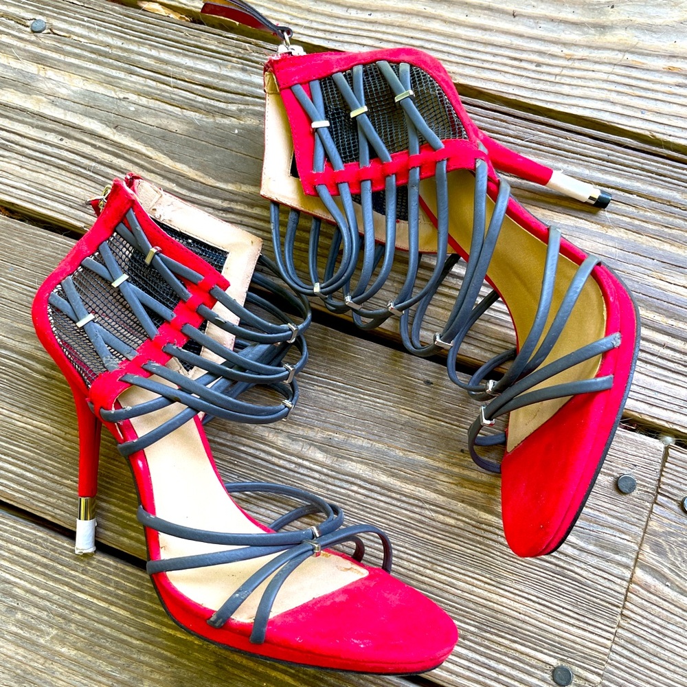 Gwen Stefani Red & gray Heels
